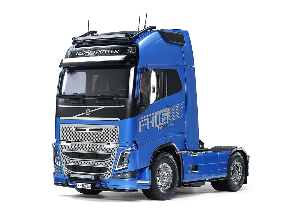 【直売割引】タミヤ1/14RCトレーラー VOLVO-FH16 グローブトロッター750(アクトロス1851改)完成品(各種説明書、新品同様バッテリー、充電器他) トラック、トレーラー