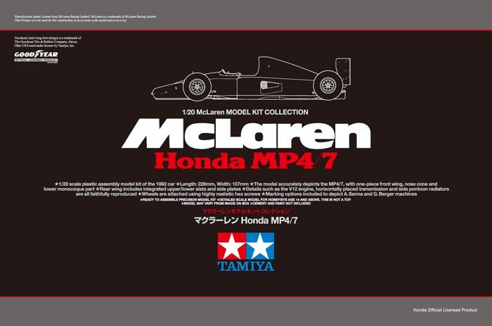 タミヤ スケール限定商品 1/20 マクラーレン Honda MP4/7 | タミヤ